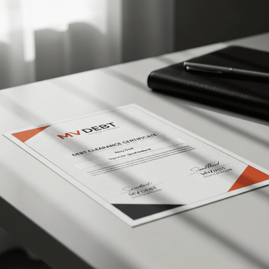 Certificate or approval document representing successful debt clearance