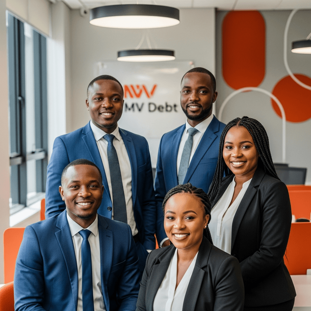 Professional team photo - Group of diverse debt counsellors in business attire, welcoming and approachable